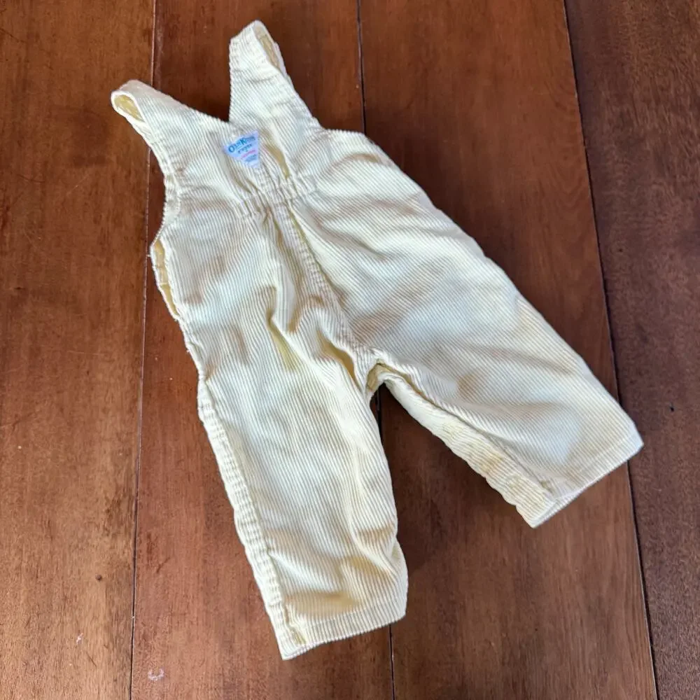 Vintage OshKosh B'Gosh Butter Yellow Soft Corduroy Bib Overalls 12 Mos 80s Union